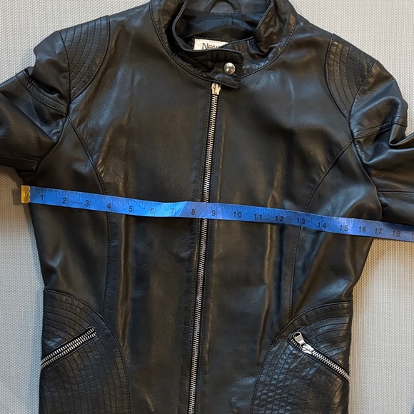 New Line Italian Black Leather Women's Jacket size 42 (us sz 6 or M) - Picture 8 of 13